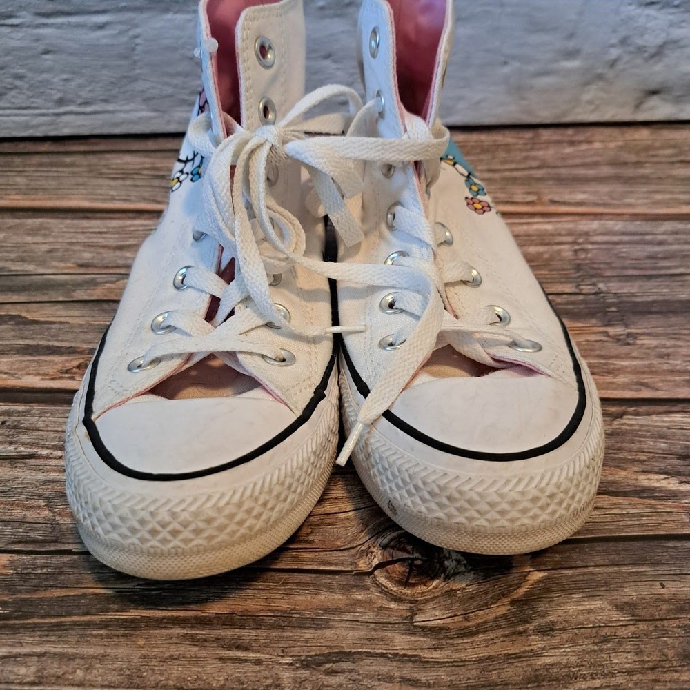 Converse Chuck Taylor All Star Hello Kitty High Top White Floral Sneakers Womens - Picture 3 of 10